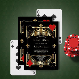 Convite Chá de panela de Estilo Gatsby Gam Dourado Fleur-d