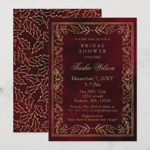 Convite Chá de panela de Férias Dourado Red Winter Folia