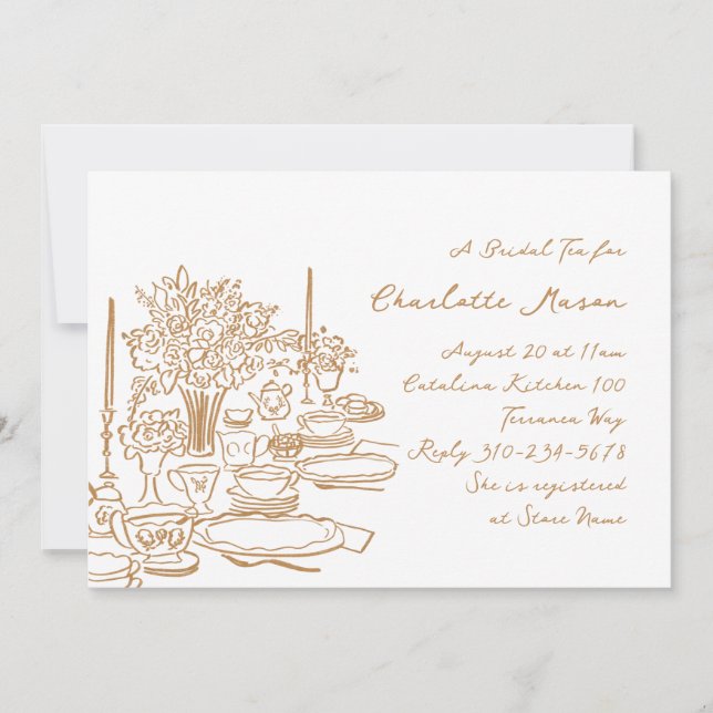 Convite Chá de panela De Festa De Chá De Desenho De Portão (Frente)
