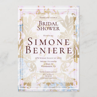 Convite Chá de panela de Filigree Dourado Rococo