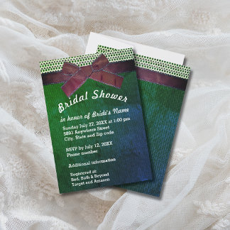 Convite Chá de panela de Fita, Lace, Verde e Azul