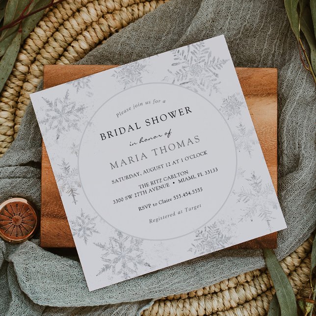 Convite Chá de panela de floco de neve Elegante de inverno (Criador carregado)