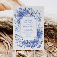Chá de panela de Flor da Chinoiserie Branca Azul