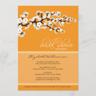 Convite Chá de panela de flor de cereja (laranja)