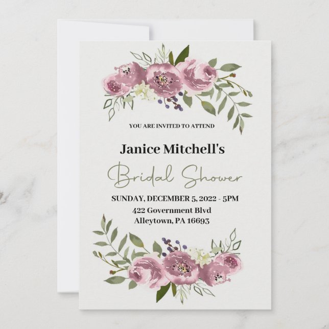 Convite Chá de panela de Flor Leve (Frente)