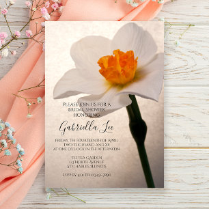 Convite Chá de panela de Flor Primavera Daffodil Branco