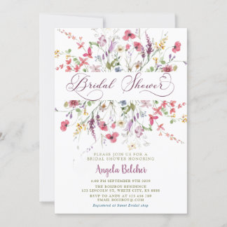 Convite Chá de panela de flor selvagem