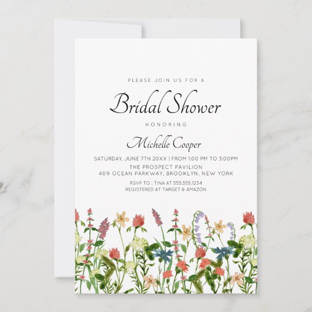 Convite Chá de panela de flor selvagem botânica (Frente)