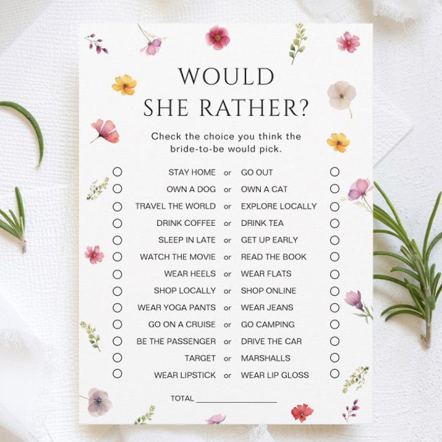 Convite Chá de panela De Flor Selvagem Ela Poderia Prefere (Criador carregado)