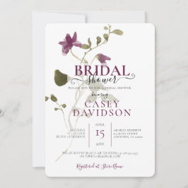 Convite Chá de panela de Flor Selvagem Roxo Mínimo