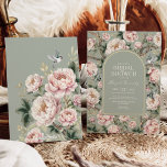 Convite Chá de panela de Flor Verde Chinoiserie Garden<br><div class="desc">Este design de inspiração chinesa apresenta elegantes florais botânicos,  pássaros e verde em verde-sábio e rosa-pincel. Personalize o convite com seus detalhes e se quiser reorganizar o estilo e posicionamento do texto,  pressione o botão "Clique para personalizar mais".</div>