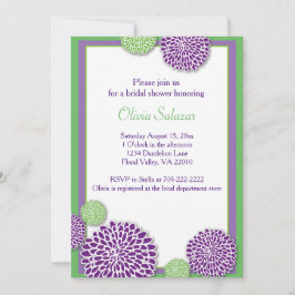 Convite Chá de panela de flor verde e púrpura
