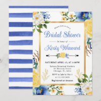 Chá de panela de Flores Amarelas e Azuis de Aquare