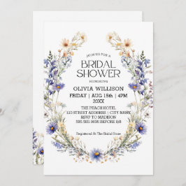 Convite Chá de panela de Flores Azuis Claro Azuis