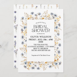 Convite Chá de panela de Flores Azuis Claro Azuis