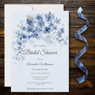 Convite Chá de panela de Flores Azuis em Cascata