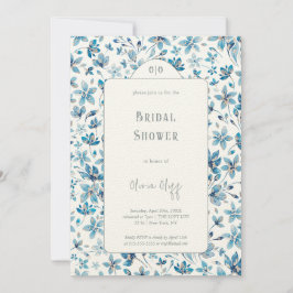 Convite Chá de panela de Flores Azuis Pequenas