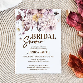 Convite Chá de panela de flores castanho-herméticas