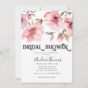 Convite Chá de panela de Flores de Aquarela Rosa
