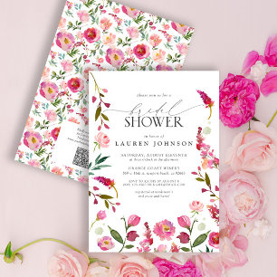 Convite Chá de panela de Flores de Aquarela Rosa de Código