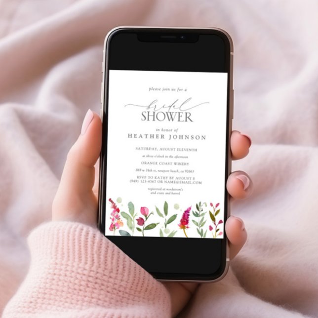 Convite Chá de panela de Flores de Aquarela Rosa-Quente El (Criador carregado)