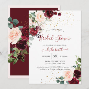Convite Chá de panela de Flores de Aquarelas Blush Blush