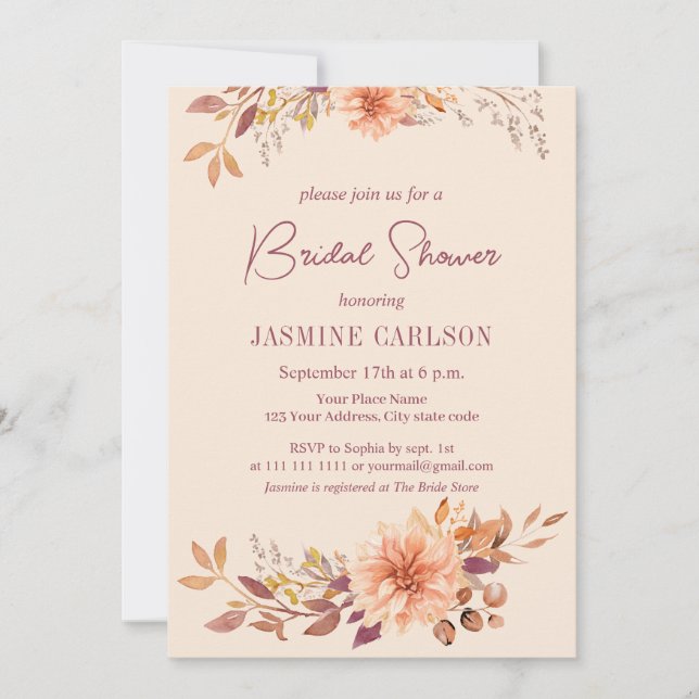 Convite Chá de panela de Flores de Caixas de Aquarela Boêm (Frente)