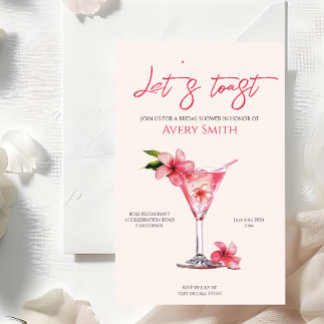 Convite Chá de panela de Flores de Cocktails Rosa