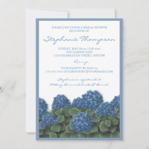 Convite Chá de panela de Flores de Hydrangea Azul