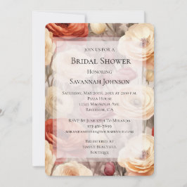 Convite Chá de panela de Flores de Mola de Burgundy