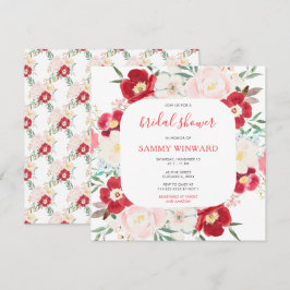 Convite Chá de panela de Flores de Pênia Rosa e Púrpura