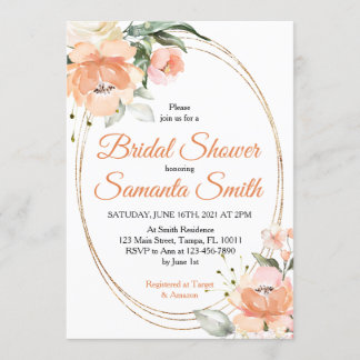 Convite Chá de panela de Flores de Pêssego
