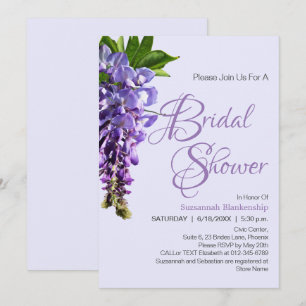 Convite Chá de panela de Flores de Wisteria Roxo
