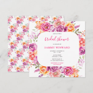 Convite Chá de panela de Flores Florais Vibrantes de Verão