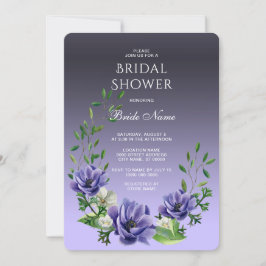 Convite Chá de panela de Flores Roxas de Aquarela