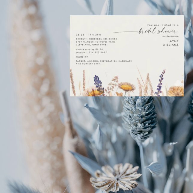 Convite Chá de panela de Flores Secas de Creme Suave (Criador carregado)