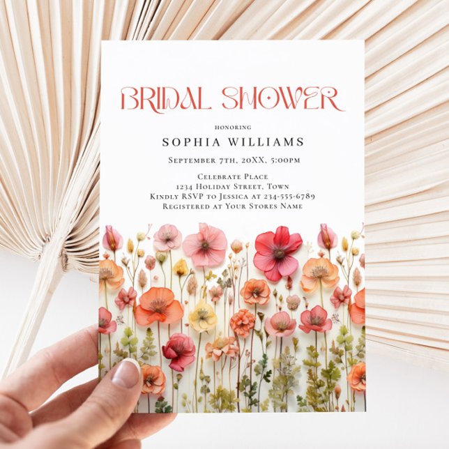 Convite Chá de panela de Flores Selvagens de Pastel Rosa (Criador carregado)