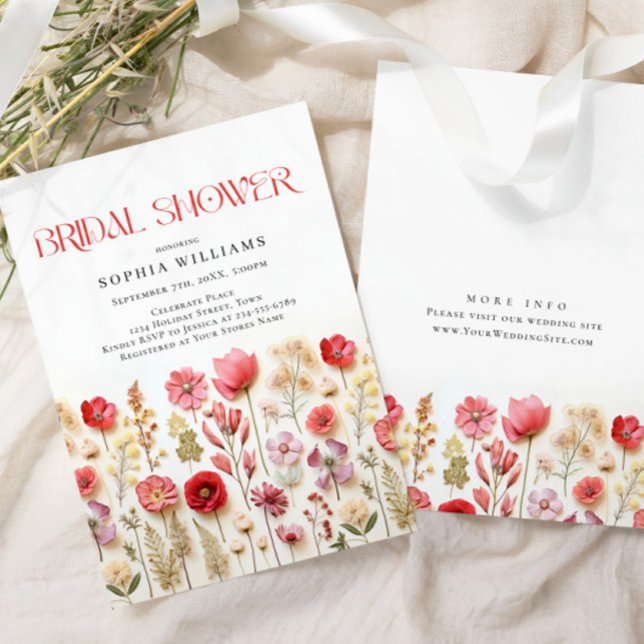 Convite Chá de panela de Flores Selvagens de Pastel Rosa (Criador carregado)