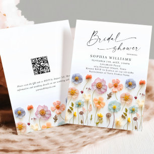Convite Chá de panela de Flores Selvagens de Pastel Rosa