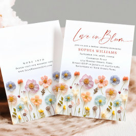 Convite Chá de panela de Flores Selvagens de Pastel Rosa