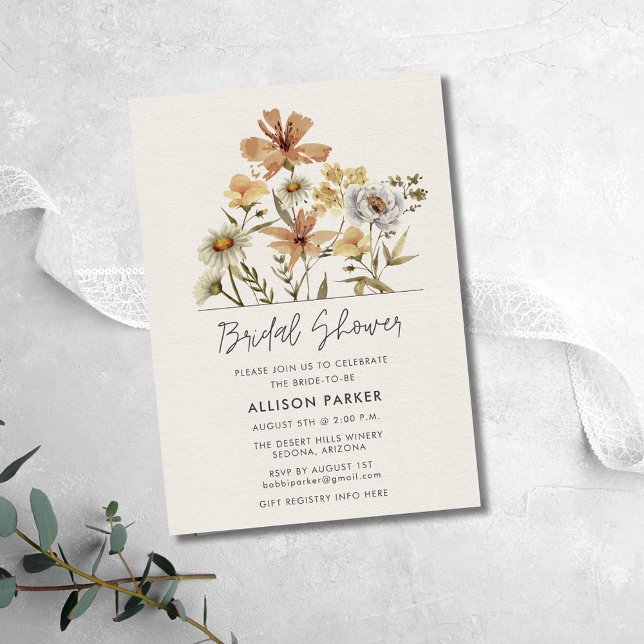 Convite Chá de panela de flores silvestres (Wildflowers Bridal Shower Invitation)