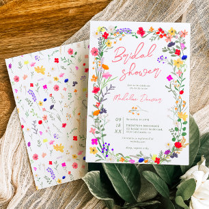 Convite Chá de panela de flores silvestres brilhantes mode
