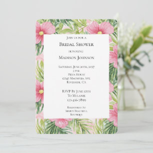 Convite Chá de panela de Flores Tropicais Rosa