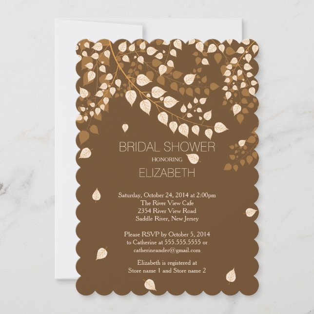 Convite Chá de panela de Folha de outono Moderno (Frente)