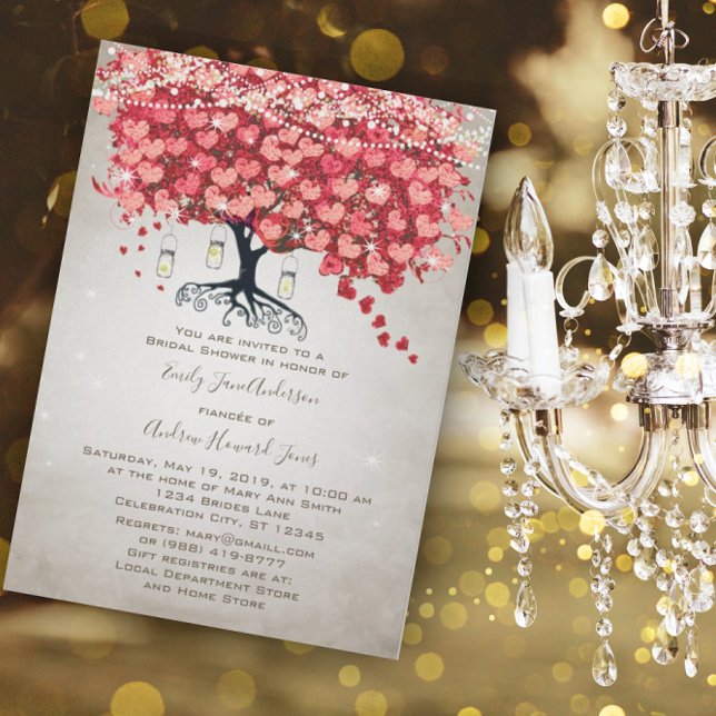 Convite Chá de panela de Folha do Coração de Pão Vermelho  (Criador carregado)