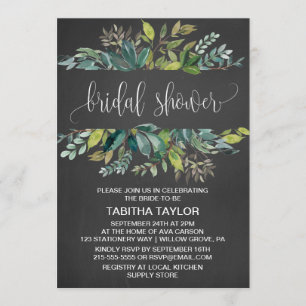 Convite Chá de panela de Folhagem Chalkboard