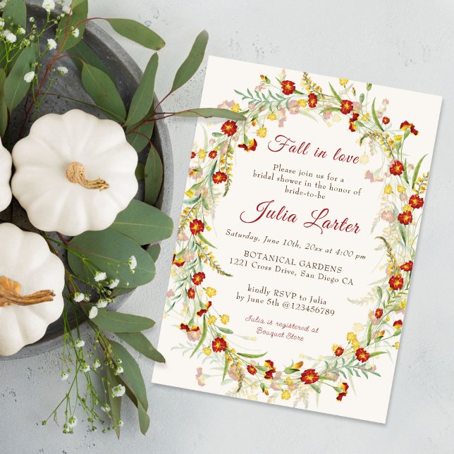 Convite Chá de panela de Folhagem de Flores Selvagens Mari (Criador carregado)