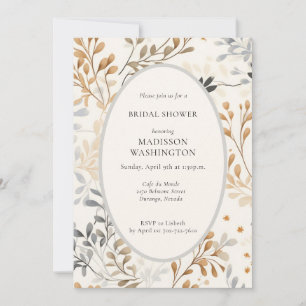 Convite Chá de panela de Folhagem de Queda Moderna com Cód