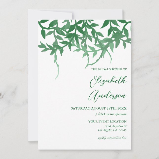 Convite Chá de panela de Folhas Botânicas Russas (Frente)