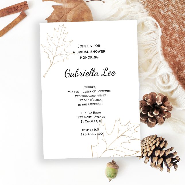 Convite Chá de panela de Folhas de Carvalho do outono (Set the tone for your Fall celebration with the Autumn Oak Leaves Bridal Shower Invitation.)